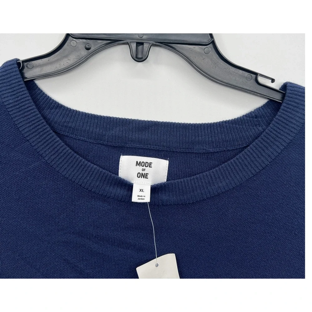 NEW Macy's‎ MODE OF ONE Mens Navy Blue Crew Neck Long Sleeve Pullover Sweater XL
